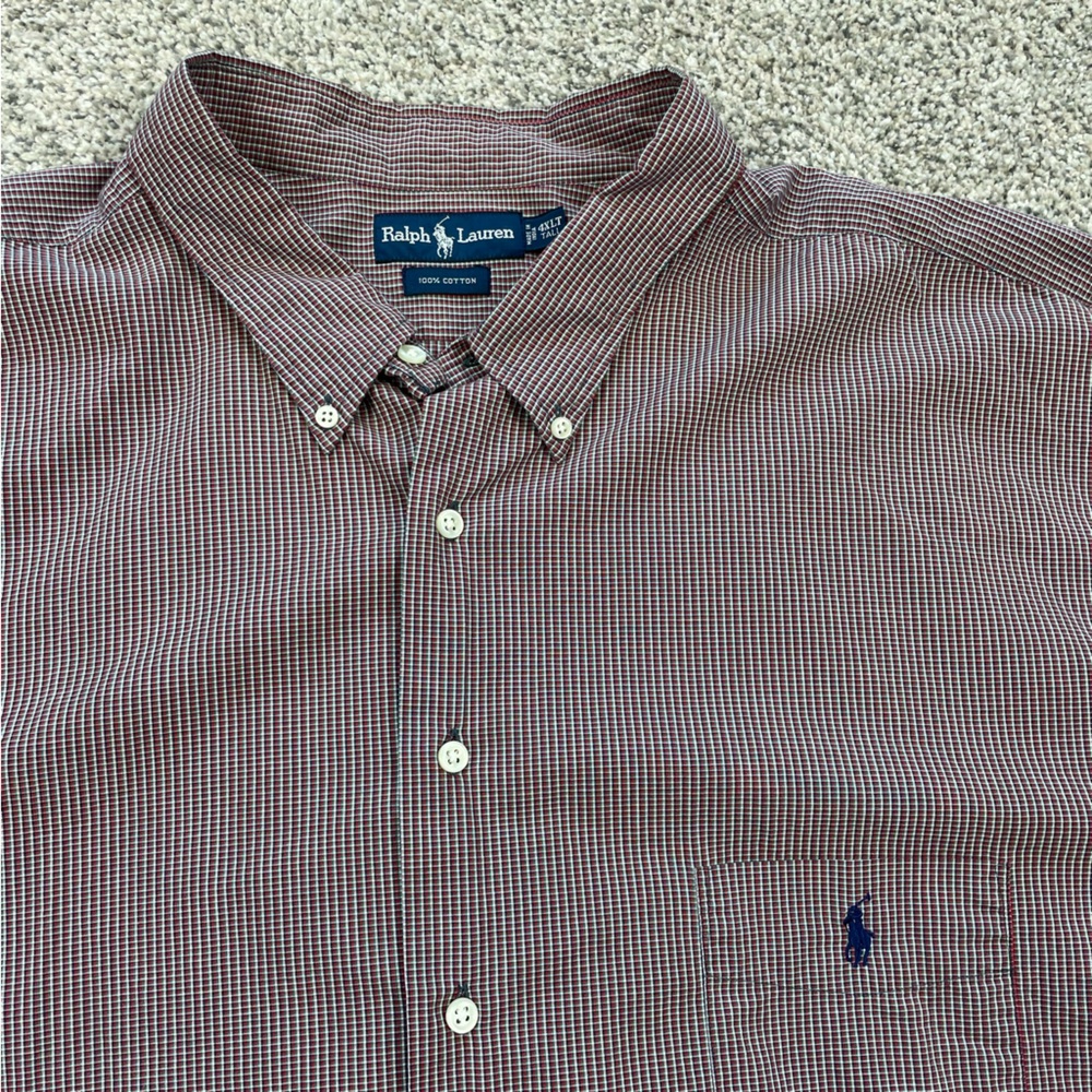Ralph Lauren men’s button down 4XLT excellent 100% cotton lightweight red plaid